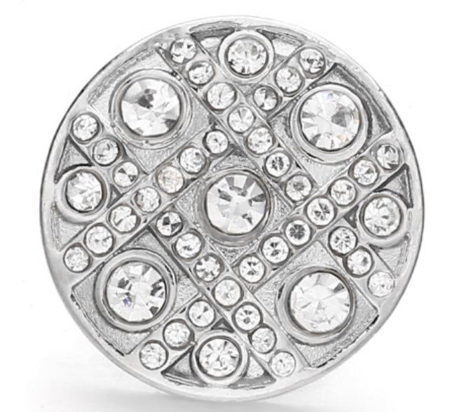 20mm White Rhinestone Pattern Snap Chunk