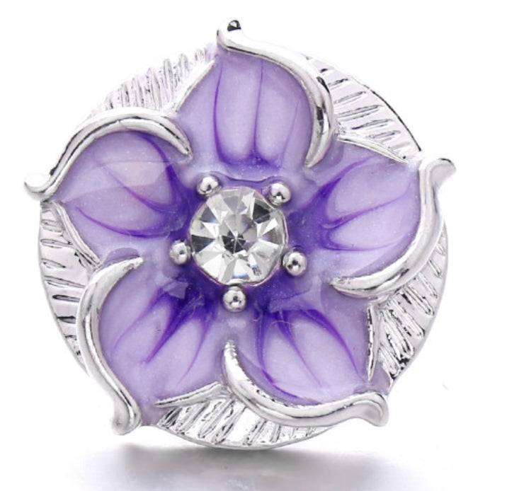 20mm Mauve Rhinestone Flower Snap Chunk