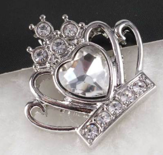 20mm Crown Princess / Queen Snap Chunk with White Rhinestones