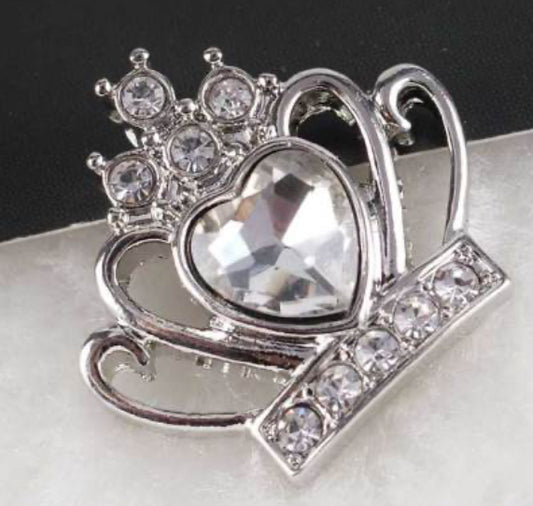 20mm Crown Princess / Queen Snap Chunk with White Rhinestones