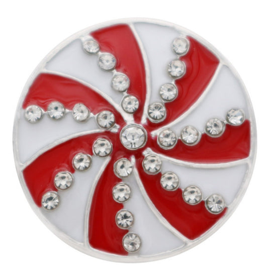 20mm Christmas Candy Enamel Snap Chunk with Rhinestones