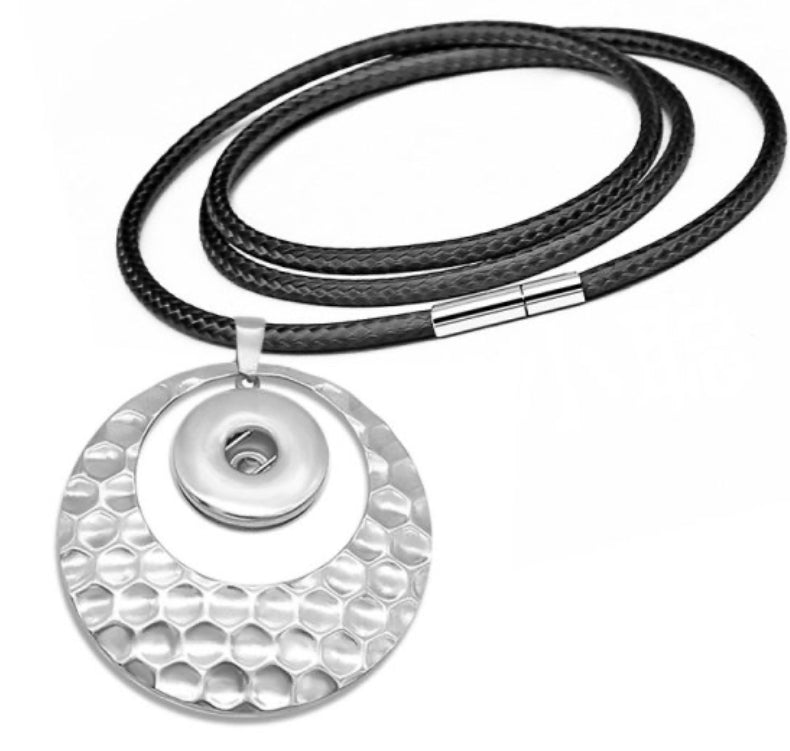 Stainless Steel Pendant with Black Magnetic Closure Cord