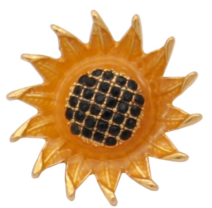 20mm Small Sunflower Gold Plated Snap Chunk