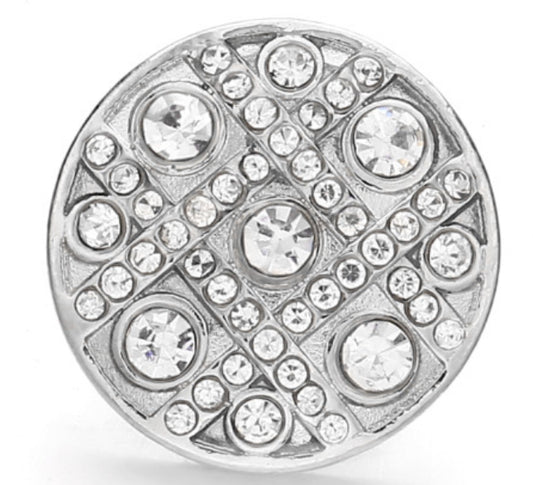 20mm White Rhinestone Pattern Snap Chunk