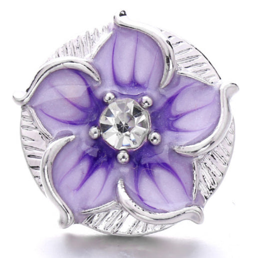 20mm Mauve Rhinestone Flower Snap Chunk