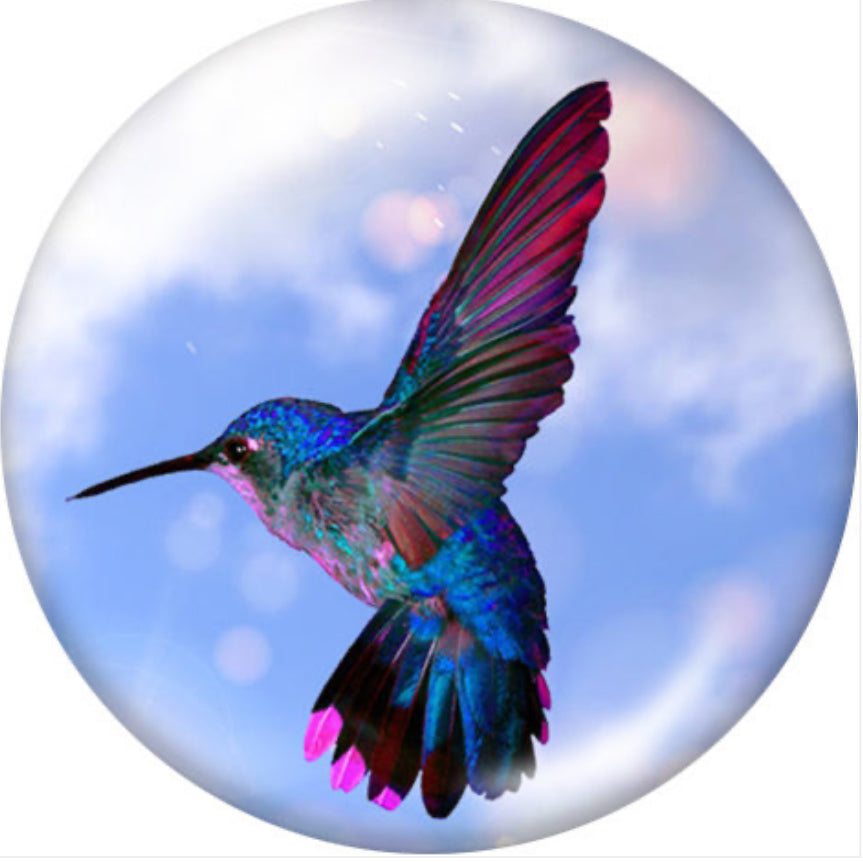 20mm Hummingbird Glass Look Snap Chunk