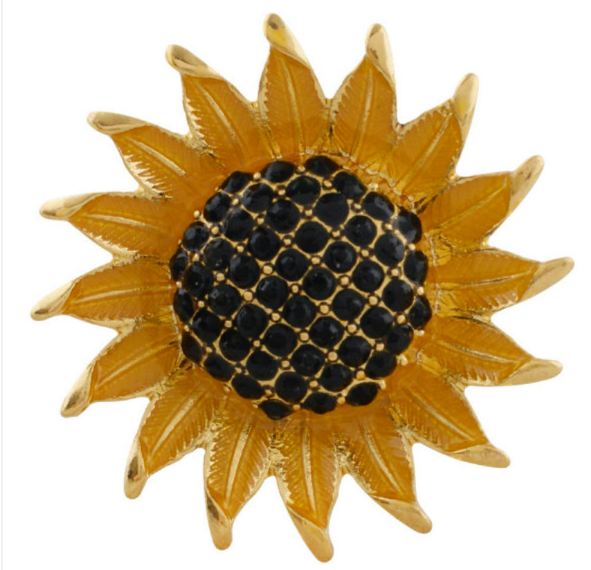 20mm Large Sunflower Gold Plated Snap Chunk