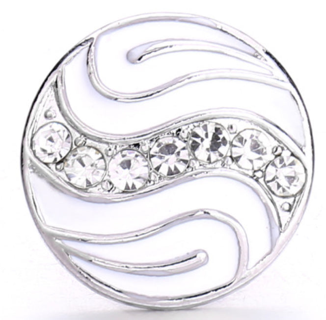 20mm White Rhinestone Snap Chunk