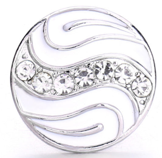 20mm White Rhinestone Snap Chunk