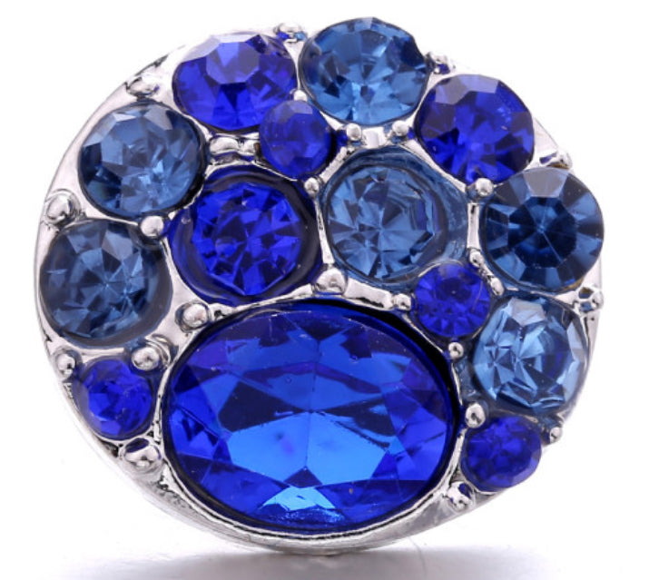 20mm Blue Rhinestone Snap Chunk