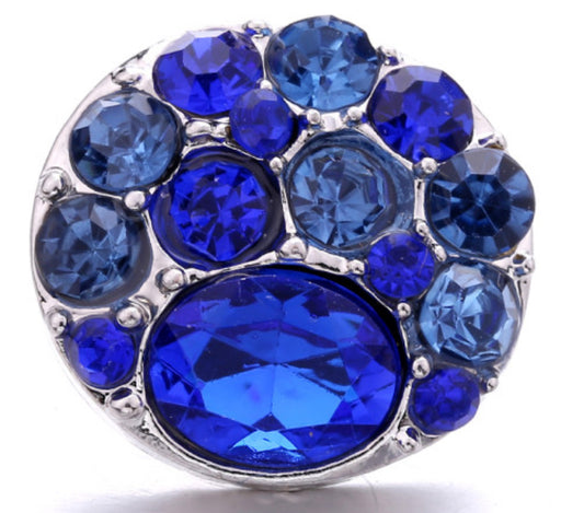 20mm Blue Rhinestone Snap Chunk