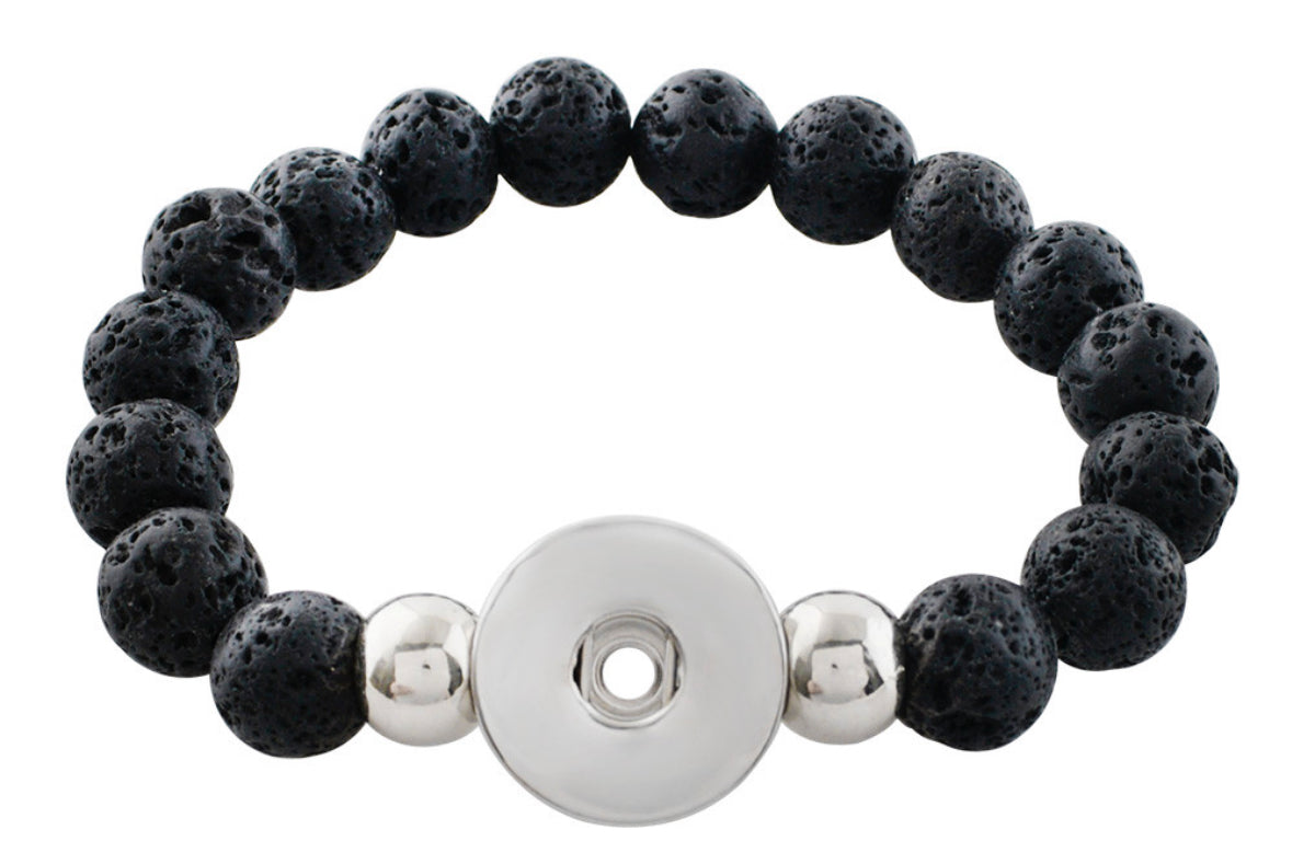 10mm Black Lava Bracelet Fits 20mm Snap Chunk