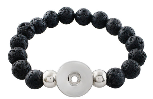 10mm Black Lava Bracelet Fits 20mm Snap Chunk