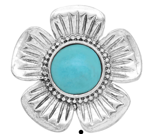 20mm Flower with Turquoise Centre Snap Chunk