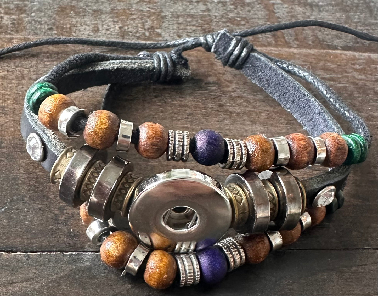 Adjustable Beaded Bracelet fits 18/20mm Snap Chunk